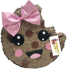Load image into Gallery viewer, 16" Chocolate Chip Cookie Pinata with Pink Bow Milk & Cookies Theme Birthday Party Pinata