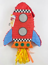 Load image into Gallery viewer, Rocket Ship Pinata 20 Inch – Red Spaceship Pinata, Out of This World Space Astronaut Birthday Party Decoration