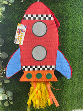 Load image into Gallery viewer, Rocket Ship Pinata 20 Inch – Red Spaceship Pinata, Out of This World Space Astronaut Birthday Party Decoration – view 3