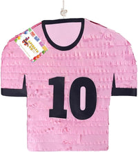 Load image into Gallery viewer, Soccer Jersey Pinata Pink Color 17” Argentina Soccer Player Team Birthday Party Supplies Decoration Teens Kids Futbol Champion