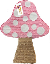 Load image into Gallery viewer, Tall Mushroom Pinata Kit 17.5x13.4x3.5 Inch, Bubble Gum Pink & White Delight for Mushroom Themed Birthday Party, Stick and Mask Included