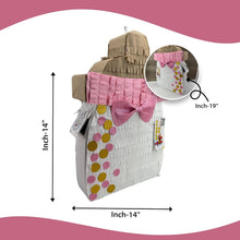 Load image into Gallery viewer, Baby Bottle Pinata with Pink Bow & Gold Glitter Accents, Baby Girl Shower Decoration, Princess Themed Birthday Party Pinata