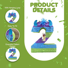 Load image into Gallery viewer, Monster Bash Number Two Pinata, Multicolored Monster Themed Kids Birthday Party Supplies and Decorations, Monster Party Pinata