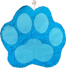 Load image into Gallery viewer, Dog Paw Pinata for Puppy Birthday Party, Blue Pet Party Supplies, Animal Themed Pinata, Pet Lover Gift, Paw Print, 17x4x17 Inches