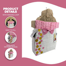 Load image into Gallery viewer, Baby Bottle Pinata with Pink Bow & Gold Glitter Accents, Baby Girl Shower Decoration, Princess Themed Birthday Party Pinata