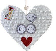 Load image into Gallery viewer, Wedding Heart Piñata with Mr & Mrs Wedding Rings