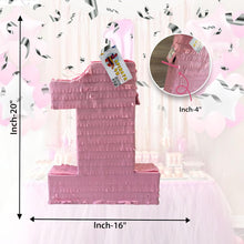 Load image into Gallery viewer, Light Pink Number 1 Pinata, Solid Color Party Decor, for 1st Birthday Party Celebrations, Kids Decoration, Birthday Supplies for Girls