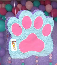 Load image into Gallery viewer, Paw Print Pinata Puppy Theme Birthday Party Decorations Teal Lavender Pink Girly Theme Paw Birthday Party Kids Birthday Decor