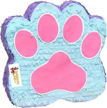 Load image into Gallery viewer, Paw Print Pinata Puppy Theme Birthday Party Decorations Teal Lavender Pink Girly Theme Paw Birthday Party Kids Birthday Decor