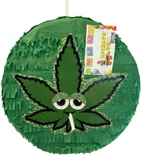 Load image into Gallery viewer, Green Hemp Leaf Piñata for Adults Happy 420 Party Decorations, Ideal for Bachelorette Celebrations - Unique Hemp Leaf Theme