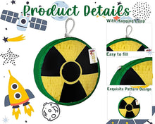 Load image into Gallery viewer, Science Piñata 16” Round Mad Scientist Themed Piñata Radiation Symbol Scientists Party Supplies Decoration