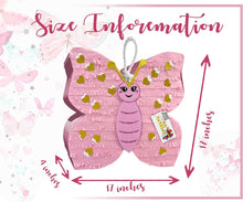 Load image into Gallery viewer, Large 17" Pink & Gold Butterfly Piñata Butterfly Theme Birthday Party Supplies Butterfly Decoration