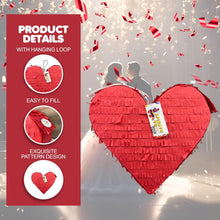 Load image into Gallery viewer, Red Heart Pinata, Wedding Supplies, Bridal Shower & Valentines Day Gift, Heart Pinata for Weddings & Anniversaries, 17 X 17 X 4 Inches