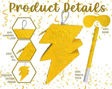 Load image into Gallery viewer, Yellow Lightning Bolt Pinata - Electrify Your Party with Fun and Festive Decor!