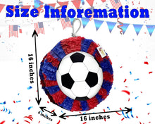 Load image into Gallery viewer, 16" Soccer Ball Pinata, Kick Off Your Soccer Party with Vibrant Red and Blue Soccer Theme Supplies, Perfect for Soccer Birthday Celebrations