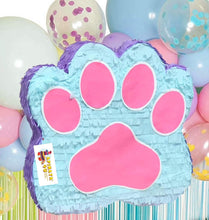 Load image into Gallery viewer, Paw Print Pinata Puppy Theme Birthday Party Decorations Teal Lavender Pink Girly Theme Paw Birthday Party Kids Birthday Decor