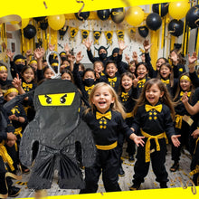 Load image into Gallery viewer, Black Ninja Pinata with Stick and Blindfold Ninja Themed Birthday Party Decoration Party Decor for Martial Arts Themed Events Kids Supplies