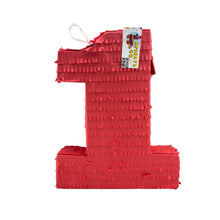 Load image into Gallery viewer, Red Number One Pinata for Kids, 1st Birthday Party Supplies & Decor, Handmade Pinata for One Year Old, Boys and Girls First Birthday Pinata