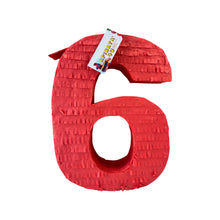 Load image into Gallery viewer, Red Number Six Pinata, Solid Color Blank Number Six Themed Fun Party Decor, Gift Birthday Kids, 6th Birthday Celebration Large Number Pinata