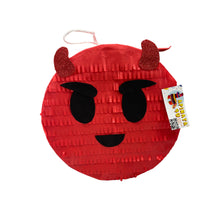 Load image into Gallery viewer, Devil Emoji Pinata, Red and Black Devil Face Pinata, Spooky Themed Halloween Birthday Party Decor, Kids Halloween Party Favor, Gift for Kids