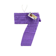 Load image into Gallery viewer, Solid Purple Number Seven Blank Pinata for Seventh Birthday Party Decorations, Number Seven Themed Fun Party Decor, Seven Year Old Kids Gift