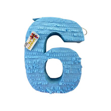 Load image into Gallery viewer, Blue Number Six Pinata, 6th Birthday Celebration Large Number Pinata Kids Party Decor, Solid Color Blank Number Six Themed Fun Party Decor