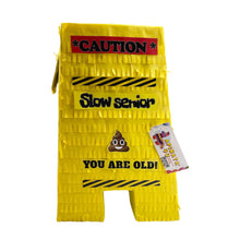 Load image into Gallery viewer, Caution Pinata for Adults, Fun Hazard Warning Party Decor, Yellow Caution Themed Pinata, Birthday Party Supplies, Old Folks Party Favor