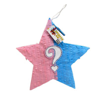 Load image into Gallery viewer, Pink and Blue Star Gender Reveal Pinata, Question Mark Baby Shower Reveal Pinata, Star Themed Gender Reveal Boy or Girl Party Decorations