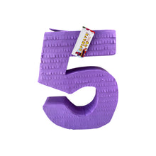 Load image into Gallery viewer, Number 5 Purple Color Pinata, Fifth Anniversary Decor, Kids Birthday Party Gift, Handmade Number Pinata for 5th Birthday Party Celebration
