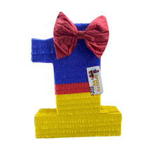 Load image into Gallery viewer, Number One Pinata with Bow, Multi Colors Number One Princess Themed Pinata, First Birthday Party Decoration, Gift for Kids on First Birthday