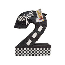 Load image into Gallery viewer, Racing Number 2 Pinata, Perfect for Race Car Themed Celebrations, black Checkered Flag Design for 2nd Birthday Party, Party Game for Kids