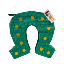Load image into Gallery viewer, St. Patrick's Horseshoe Green Color Pinata with Shamrock Accents Clover Shamrock Lucky Theme, Green Irish Party Gift, Birthday Celebrations