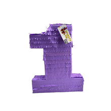 Load image into Gallery viewer, Solid Purple Number One Blank Pinata for First Birthday Party Celebration, Number One Theme Fun Party Gift, Kids 1st Birthday Party Supplies