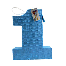 Load image into Gallery viewer, Solid Blue Number One Pinata for Kids, Handmade Pinata for One Year Old, First Birthday Party Decor, Fun Party Favor, Perfect Gift for Kids ñ
