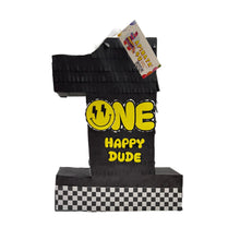 Load image into Gallery viewer, One Happy Dude Number 1 Pinata for 1st Birthday Celebration, Gold and Black Theme Party Decorations, Kids Party Supplies & Favors, 20 Inches