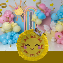Load image into Gallery viewer, Yellow Smiling Sunshine Pinata, Sun Theme Party Decoration, Tropical Birthday Celebration, You Are My Sunshine, 16-Inch Cute Emoji Decor