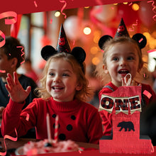 Load image into Gallery viewer, Lumberjack Number One Pinata, Plaid First Birthday Party Decor, Woodland Theme Party Pinata, Bear Print Pinata Gift for Kids & Animal Lovers