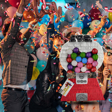 Load image into Gallery viewer, Gumball Machine Pinata, Candy Themed Birthday Party Pinata, Fun Party Decoration, Retro Candy Pinata, Game Party Favor, Kids Birthday Gift