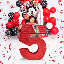 Load image into Gallery viewer, Number Five Solid Red Pinata, Birthday Party Supplies, Kids Fifth Birthday Pinata, Handmade Pinata for Five Year Old, Party Decor and Gift