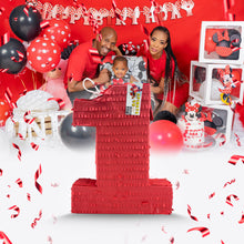 Load image into Gallery viewer, Red Number One Pinata for Kids, 1st Birthday Party Supplies & Decor, Handmade Pinata for One Year Old, Boys and Girls First Birthday Pinata