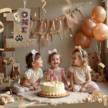 Load image into Gallery viewer, Lumberjack Number One Pinata, Plaid First Birthday Decor, Rustic Lumberjack Party Supplies, Woodland Themed Party Pinata, Bear Paw Kids Gift