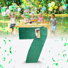 Load image into Gallery viewer, Number Seven Green Pinata, Perfect for Seventh Birthday Party Celebrations, Fun and Festive Decoration, Unique Party Supply, 20 Inch Size