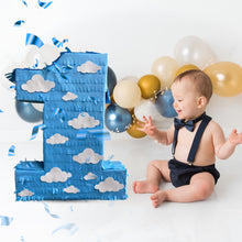 Load image into Gallery viewer, Cloud Themed Number 1 Pinata for 1st Birthday Party Celebrations, Kids Party Supplies, Blue Color Party Decor, Kid's Party Favors, 20 Inches