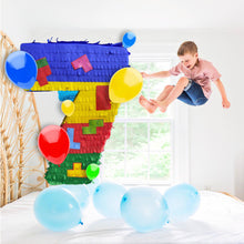 Load image into Gallery viewer, Building Block Themed Number 7 Pinata for Kids, Seven Birthday Fun Party Decor, Perfect Gift for Boys Birthday Celebrations, Ready to Ship