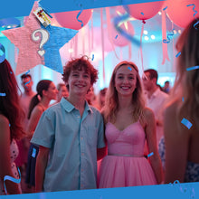 Load image into Gallery viewer, Pink and Blue Star Gender Reveal Pinata, Question Mark Baby Shower Reveal Pinata, Star Themed Gender Reveal Boy or Girl Party Decorations