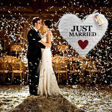Load image into Gallery viewer, Just Married Heart Pinata, White Wedding Decorations with Red Glitter Heart, Bridal Showers and Wedding Receptions, Unique Celebration Decor