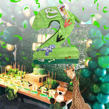 Load image into Gallery viewer, Number Two Green Pinata, Dinosaur Themed, Perfect for Second Birthday, Kids Fun Party Decoration, Dinosaur Birthday Party Supplies and Decor