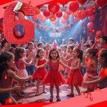 Load image into Gallery viewer, Red Number Six Pinata, Solid Color Blank Number Six Themed Fun Party Decor, Gift Birthday Kids, 6th Birthday Celebration Large Number Pinata
