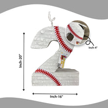 Load image into Gallery viewer, Number Two Pinata, Baseball Themed Pinata for Second Birthday, Sports Birthday Party Decor, Baseball Themed Party Favor, for Baseball Lovers