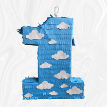 Load image into Gallery viewer, Cloud Themed Number 1 Pinata for 1st Birthday Party Celebrations, Kids Party Supplies, Blue Color Party Decor, Kid's Party Favors, 20 Inches